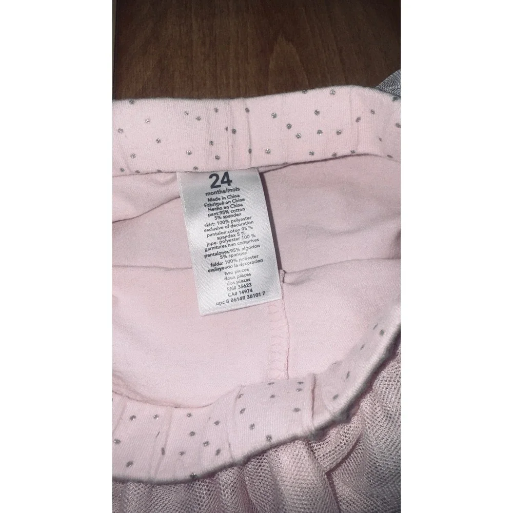 Carters Baby Girls 24 Months Pink Glitter Dot Tulle‎ Skirt Leggings Pants